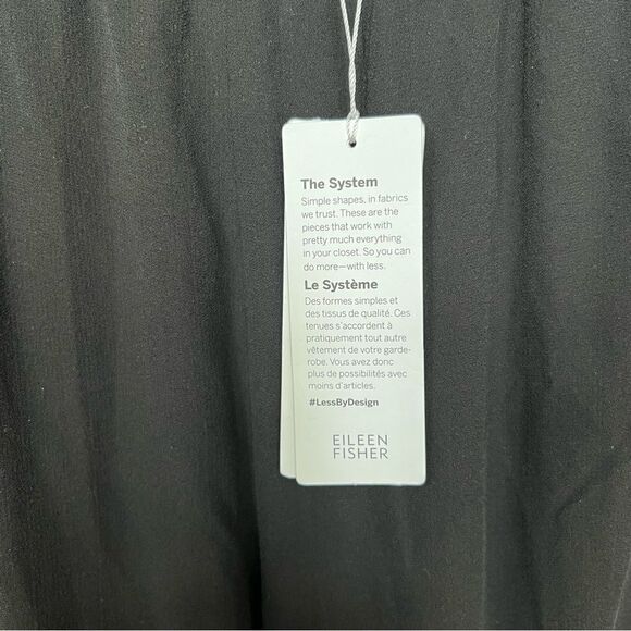 Eileen Fisher Black Silk Georgette Crepe Ankle Straight Pant NWT Size Medium - Picture 9 of 16